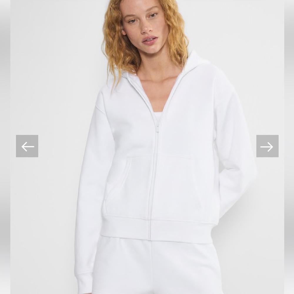 Aritzia TNA Cream Sweatfleece Zip-Up